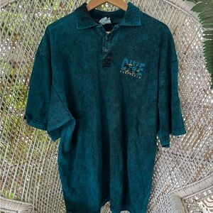 Vintage Dive Australia Acidwash Mens XL Short Sleeve Blue Polo Shirt
